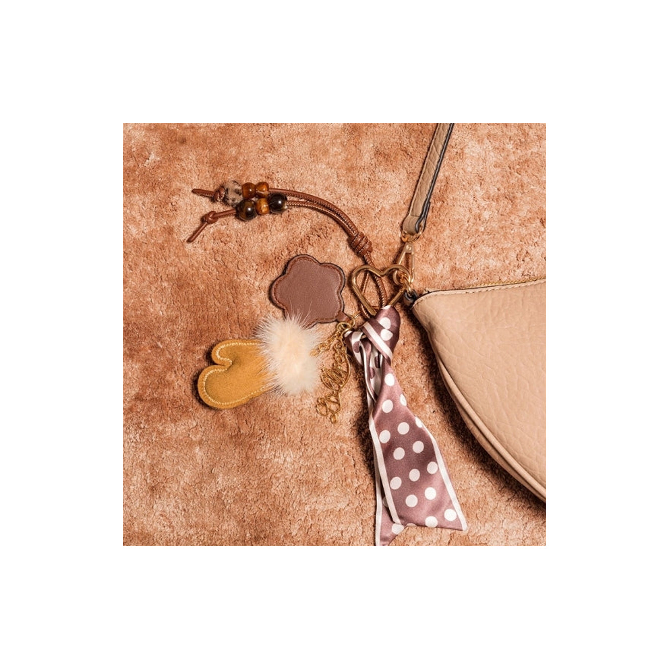 Lollipops Tissalia Bag Charm and Jewelry Mirror Flower Brown