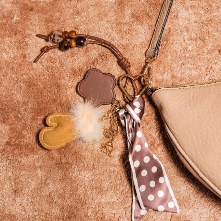 Lollipops Tissalia Porte Clés Bijou de sac miroir Fleur Marron