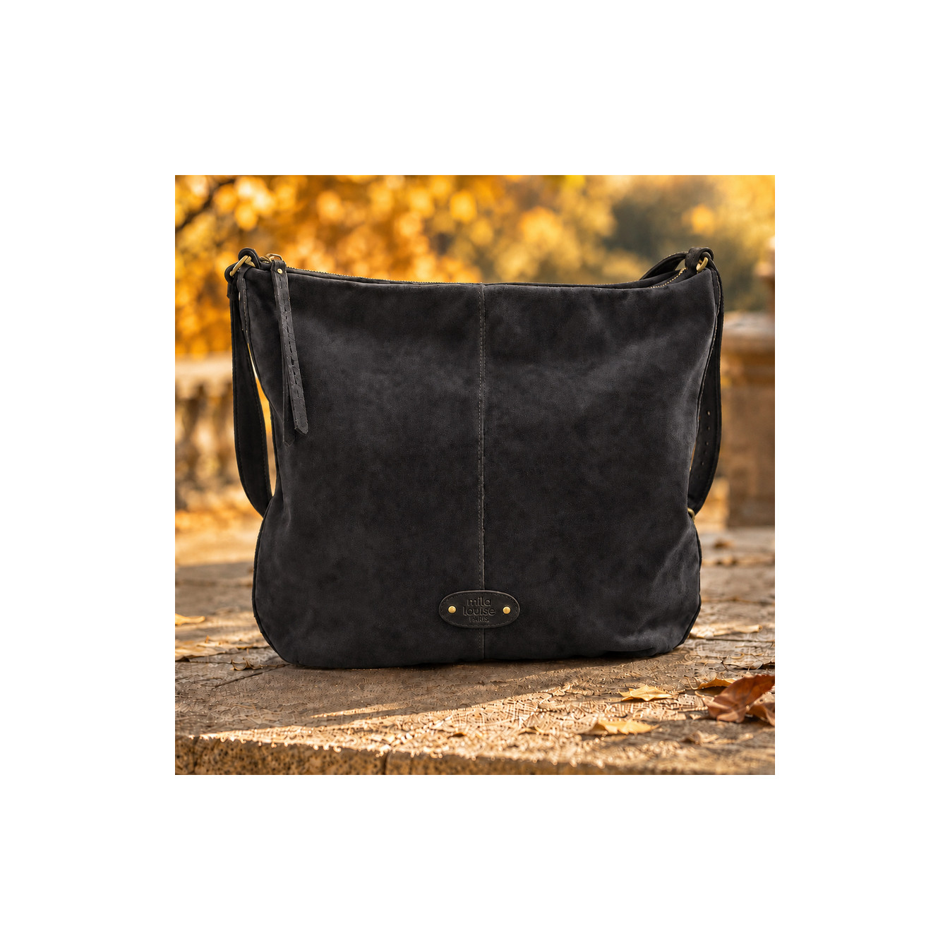 Mila Louise Maeli V Sac Besace En Cuir Effet Velours Kaki Dark