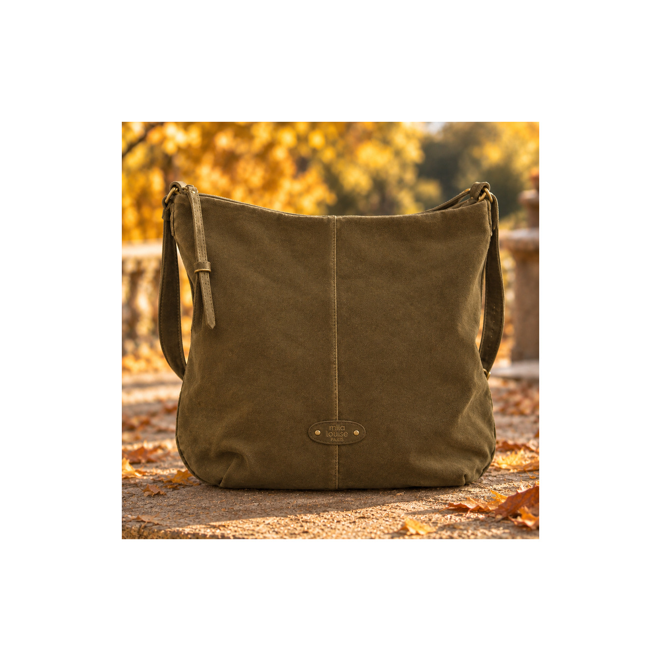 Mila Louise Maeli V Velvet Leather Satchel Bag in Dark Ochre