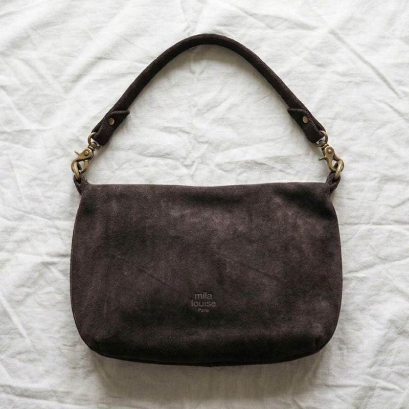 Mila Louise Maey V Sac Porté Travers En Cuir Brun Dark