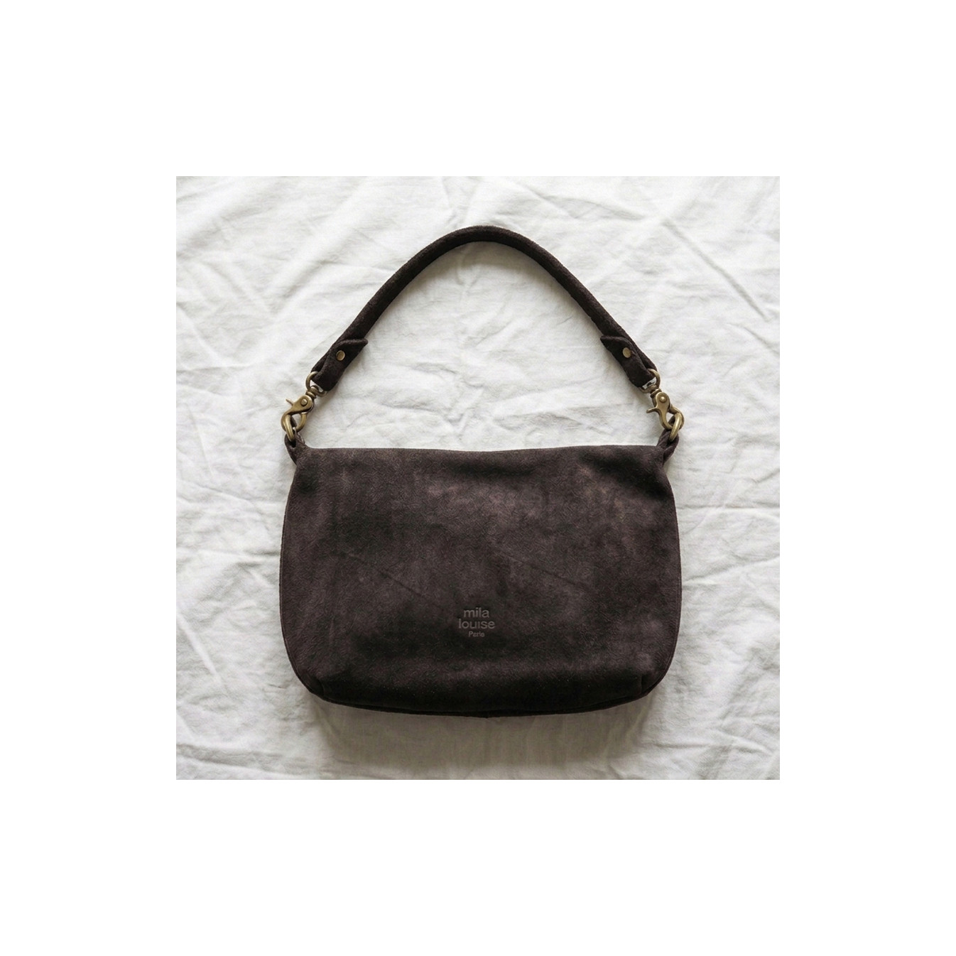 Mila Louise Maey V Crossbody Bag in Brown Leather Dark