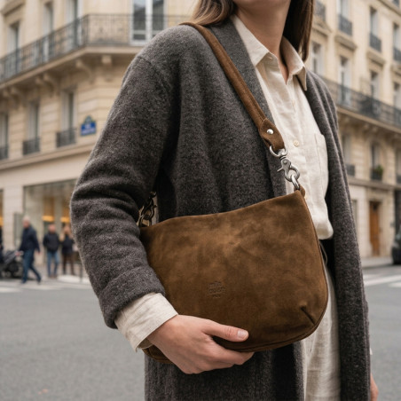 Mila Louise Maey V Crossbody Bag in Ocre Dark Leather