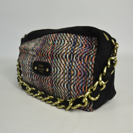 Mila Louise Mama TS Sac Trotteur Tressé Et Coloré Noir côté