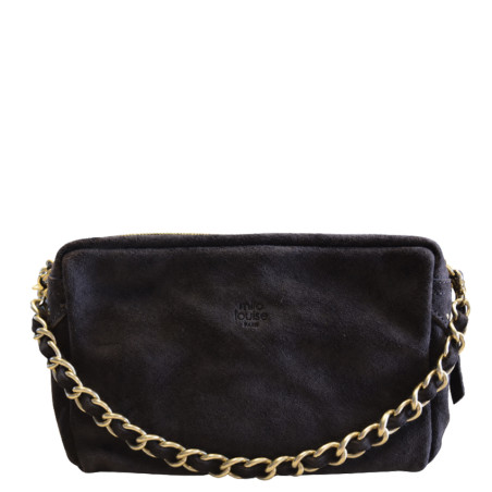 Mila Louise Mama V Trotteur Bag in Brown Velvet-Effect Leather