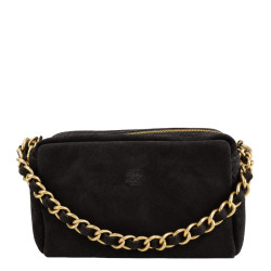 Mila Louise Mama V Velour Effect Leather Tote Bag in Kaki Dark