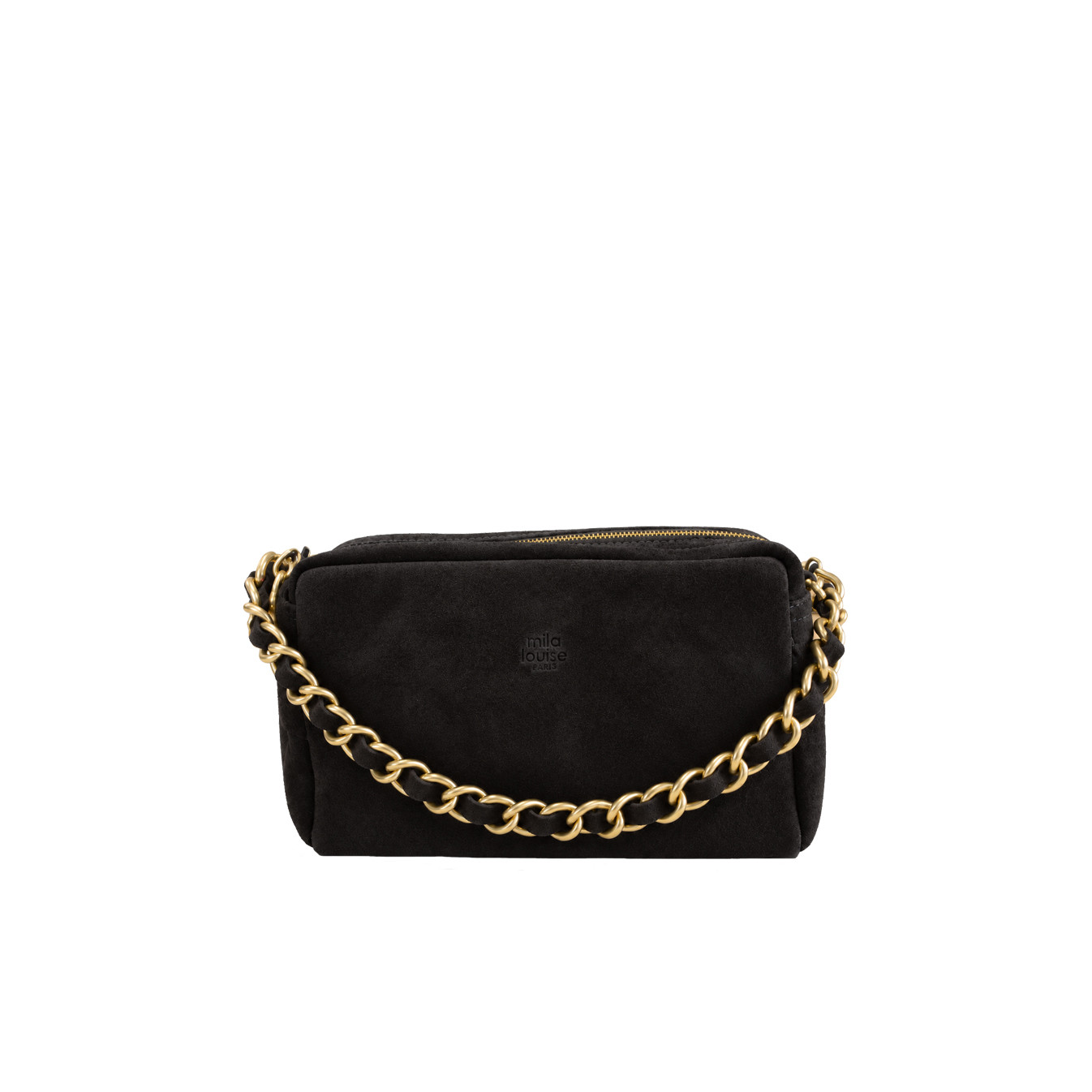 Mila Louise Mama V Velour Effect Leather Tote Bag in Kaki Dark