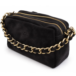 Mila Louise Mama V Velour Effect Leather Tote Bag in Kaki Dark