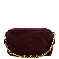 Mila Louise Mama V Velvet-Effect Leather Tote Bag in Red