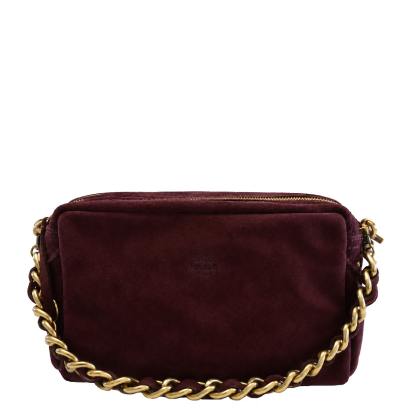 Mila Louise Mama V Velvet-Effect Leather Tote Bag in Red
