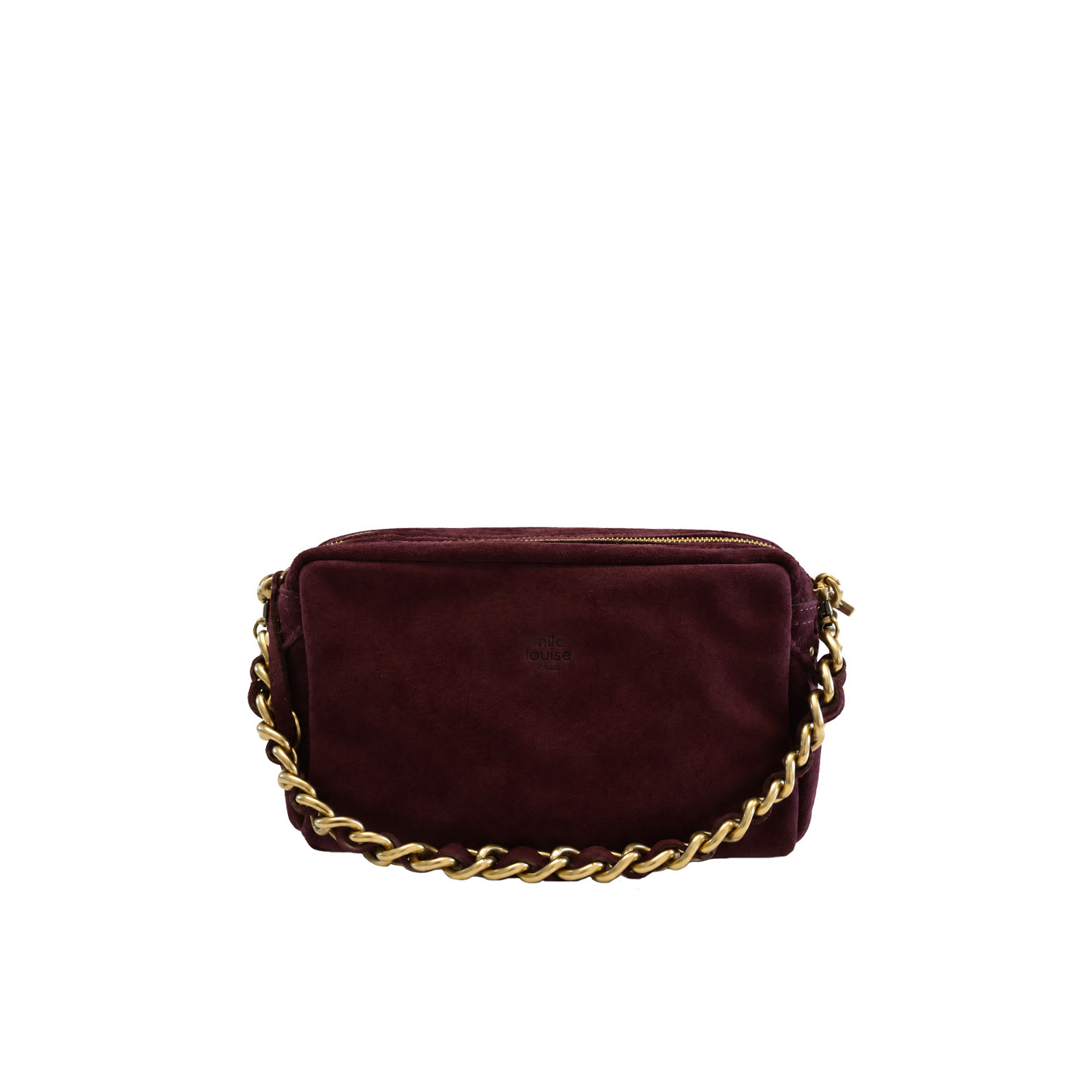 Mila Louise Mama V Velvet-Effect Leather Tote Bag in Red