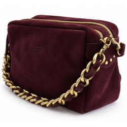 Mila Louise Mama V Sac Trotteur En Cuir Effet Velours Rouge côté