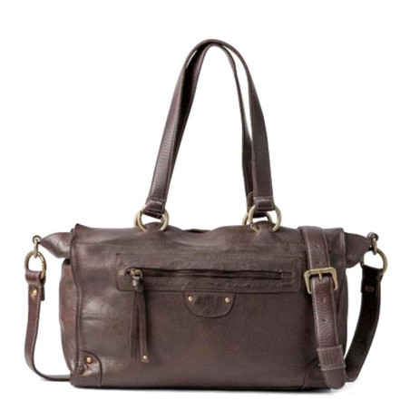 Biba Alaska Shoulder Bag in Leather AKA2L Dark Brown