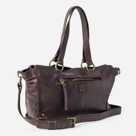 Biba Alaska Shoulder Bag in Leather AKA2L Dark Brown