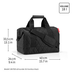 Reisenthel Travel Allrounder M Sac De Voyage Multifonctionnel Bouclé Noir dimensions