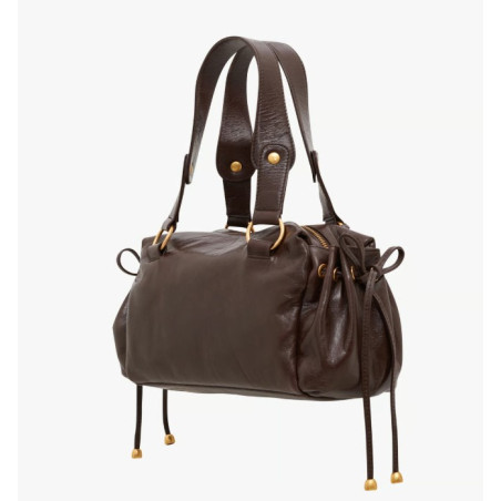 Gérard Darel Grace Handbag in Leather with Metallic Details Brown