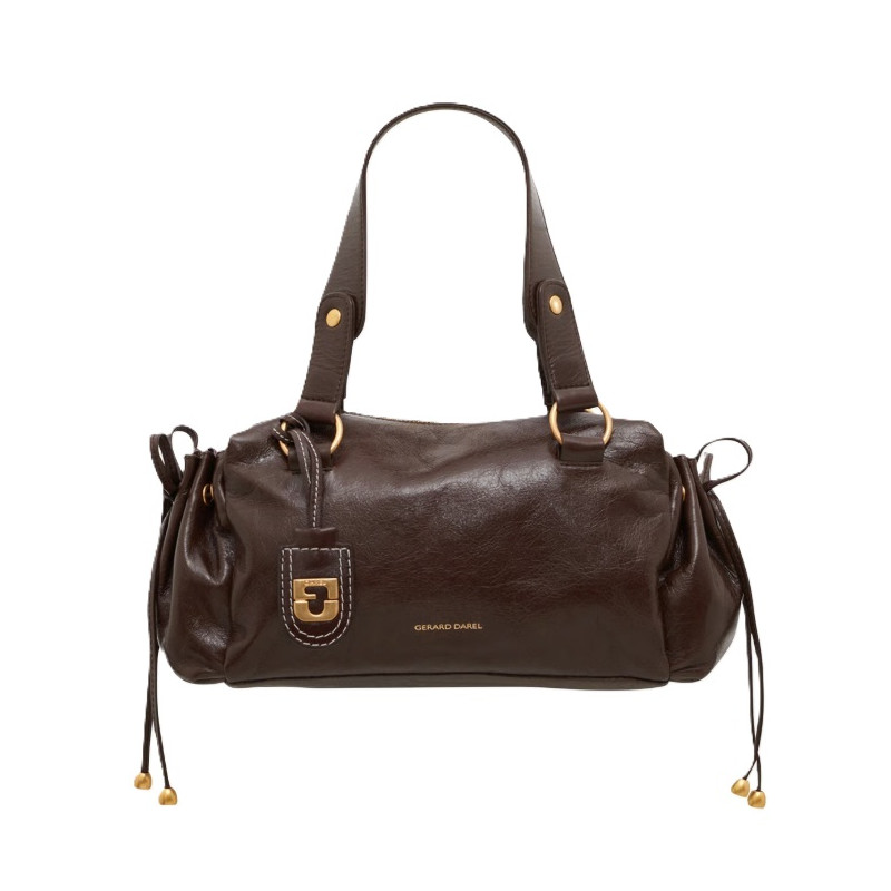 Gérard Darel Grace Sac Porté Main En Cuir Et Détails Métalliques Marron
