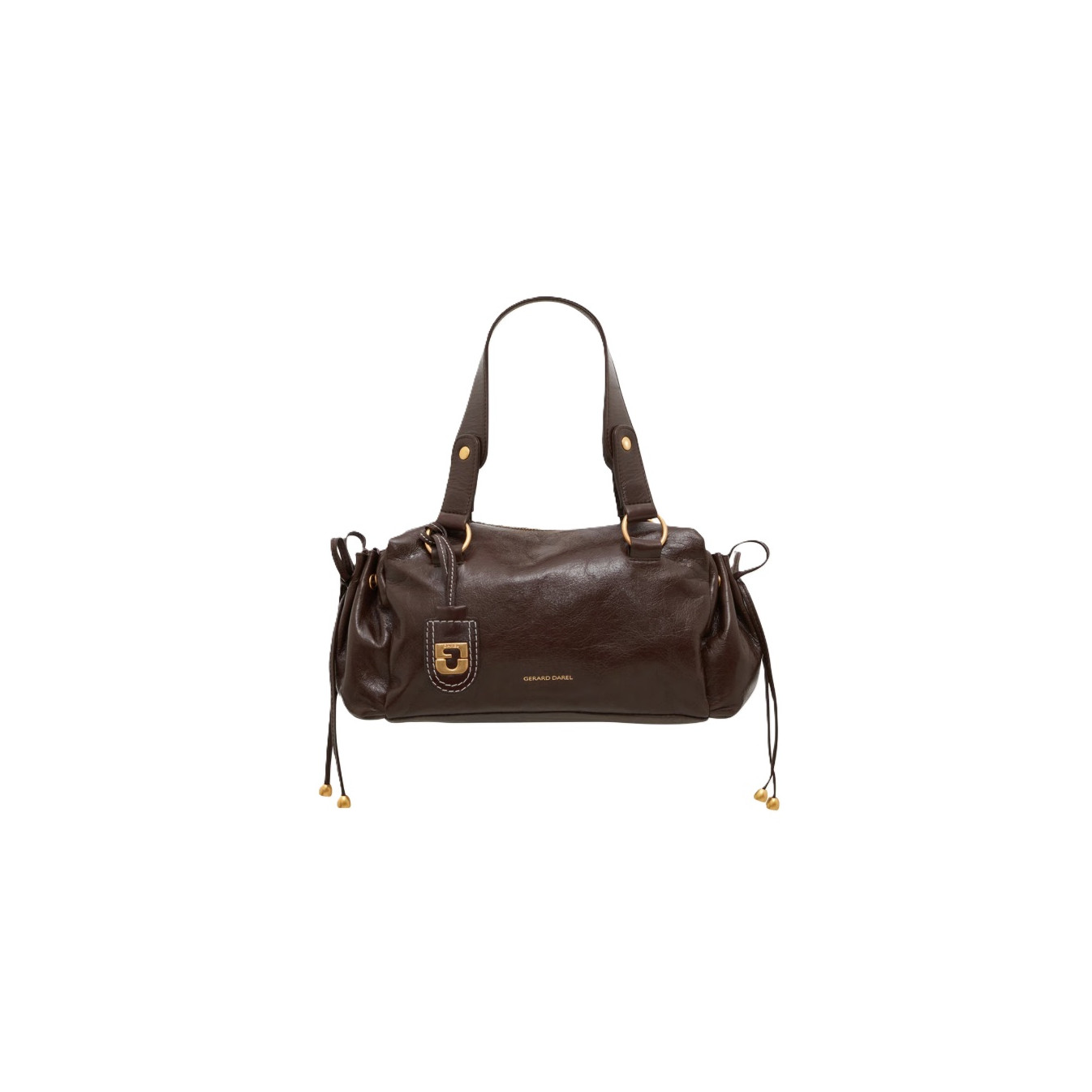Gérard Darel Grace Sac Porté Main En Cuir Et Détails Métalliques Marron