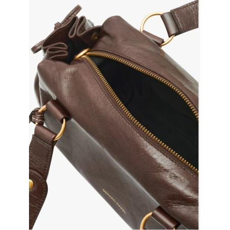 Gérard Darel Grace Sac Porté Main En Cuir Et Détails Métalliques Marron ouvert