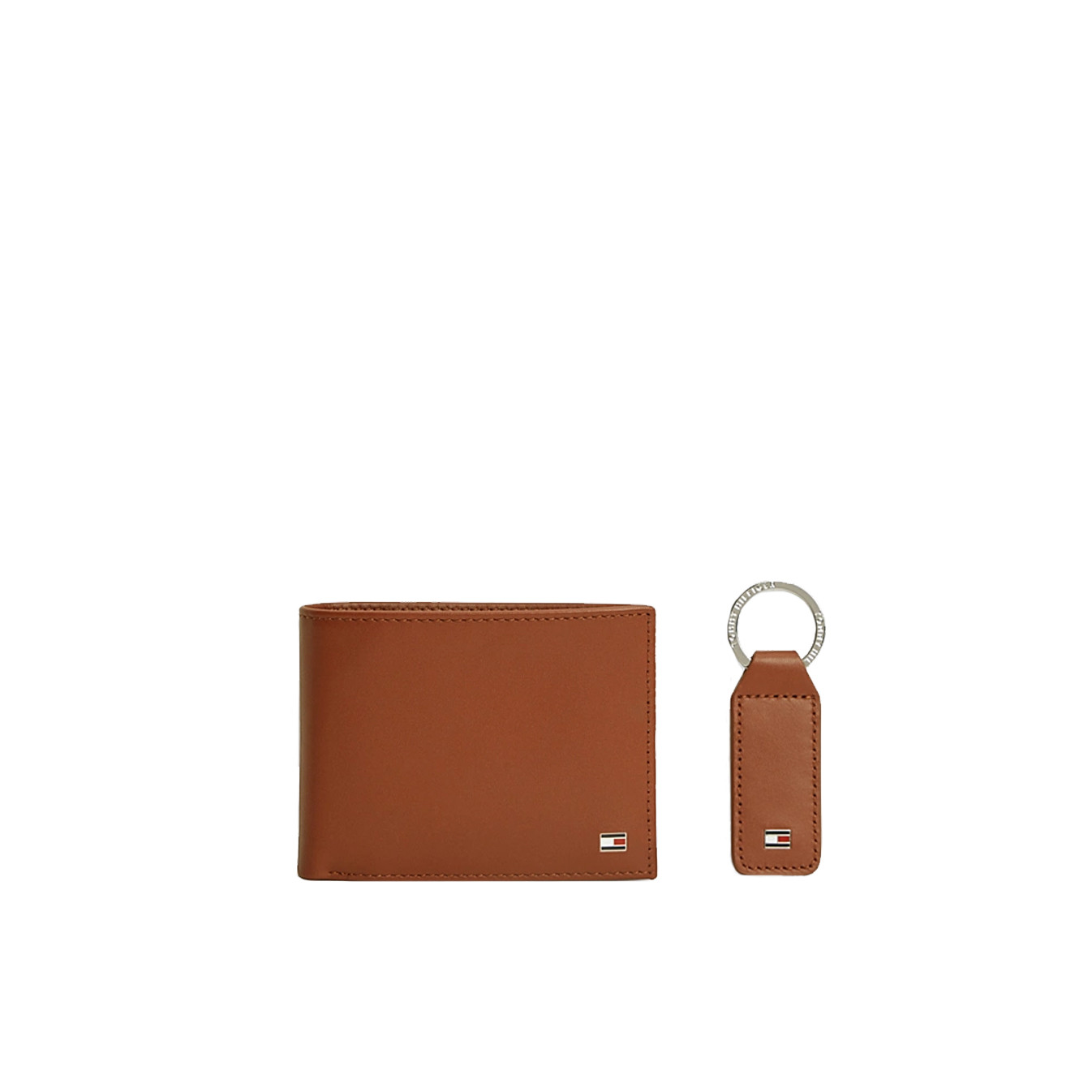 Tommy Hilfiger TH Downtown Wallet & Key Fob Set in Cognac Leather