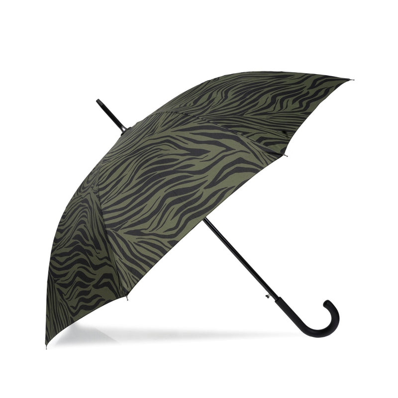 Isotoner Parapluie Canne Auto Zèbre Kaki