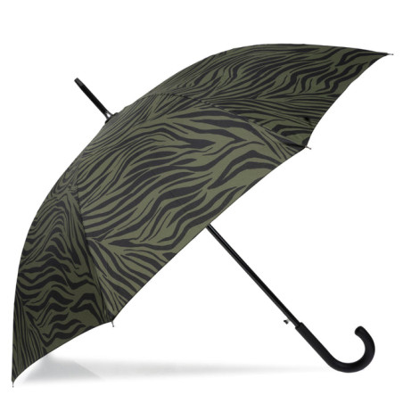 Isotoner Parapluie Canne Auto Zèbre Kaki