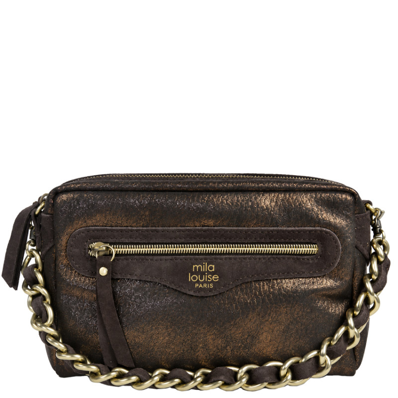 Mila Louise Masa GR Crossbody Grainy & Shiny Brown Dark