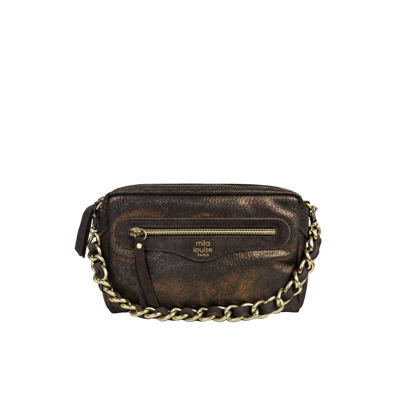 Mila Louise Masa GR Crossbody Grainy & Shiny Brown Dark
