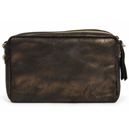 Mila Louise Masa GR Sac Porté Travers Grainé & Brillant Brun Dark dos