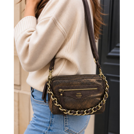 Mila Louise Masa GR Crossbody Grainy & Shiny Brown Dark