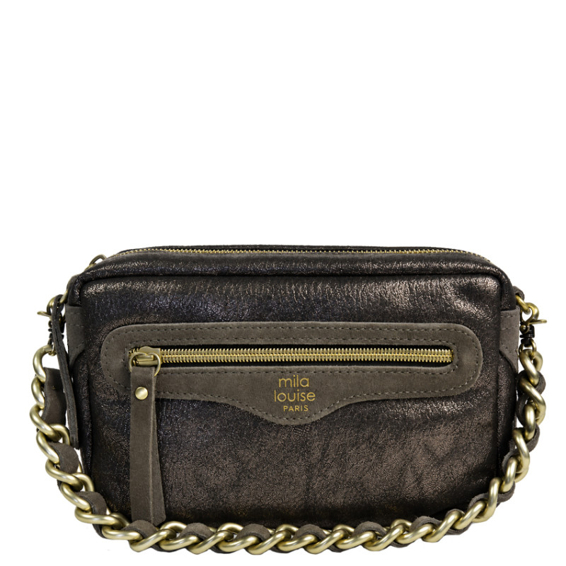 Mila Louise Masa GR Crossbody Grainy & Shiny Dark Grey Bag