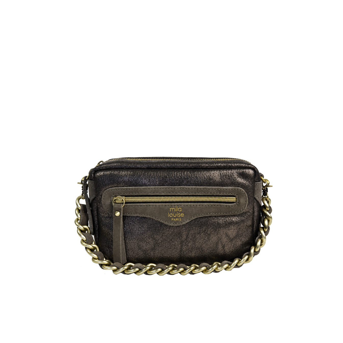 Mila Louise Masa GR Crossbody Grainy & Shiny Dark Grey Bag