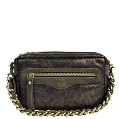Mila Louise Masa GR Crossbody Grainy & Shiny Dark Grey Bag