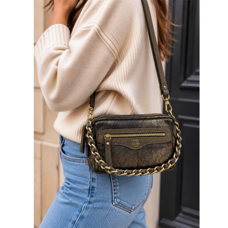 Mila Louise Masa GR Crossbody Grainy & Shiny Dark Grey Bag