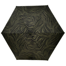 Isotoner Compact Mini Slim Manual Zebra Khaki Umbrella