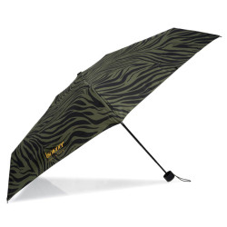 Isotoner Compact Mini Slim Manual Zebra Khaki Umbrella