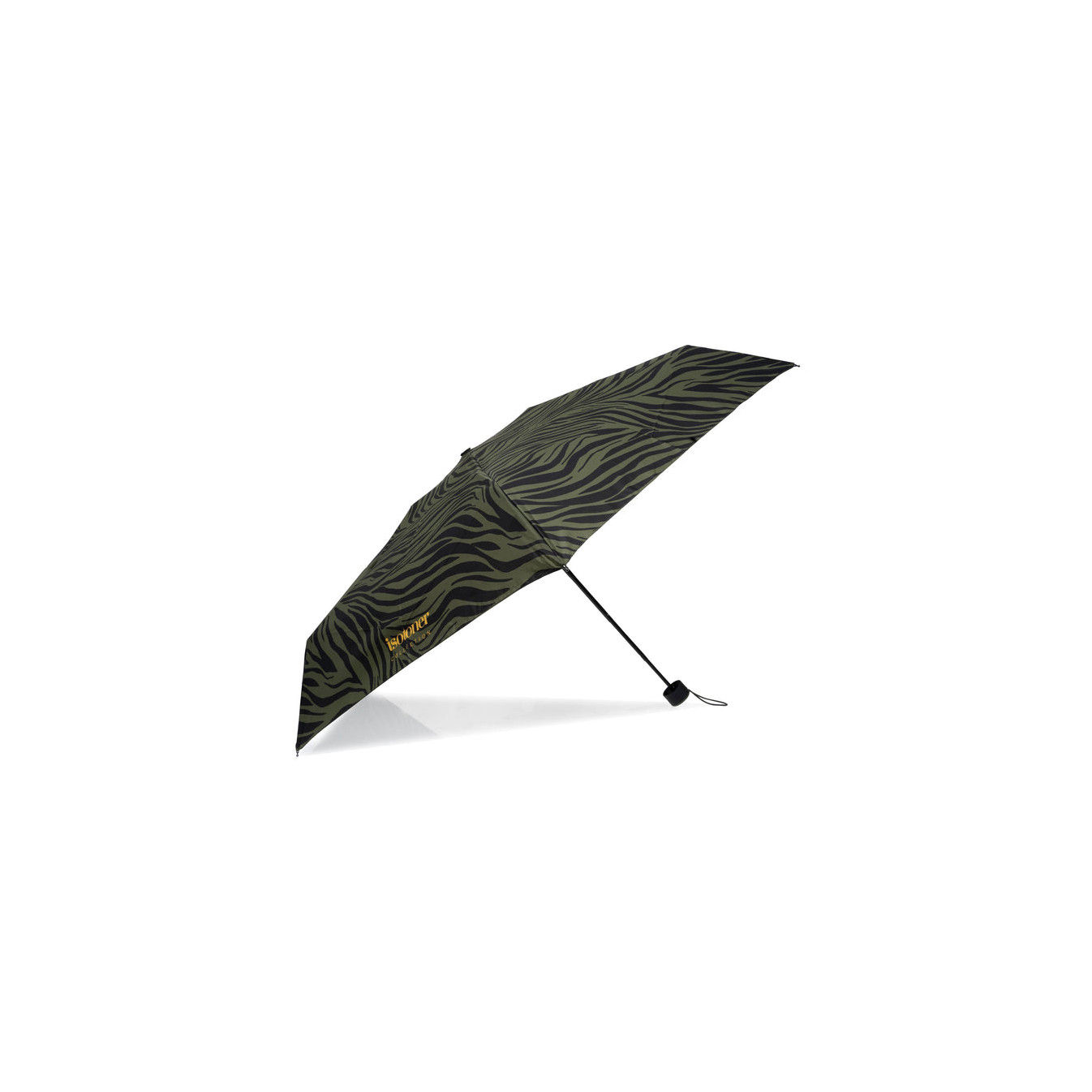 Isotoner Compact Mini Slim Manual Zebra Khaki Umbrella