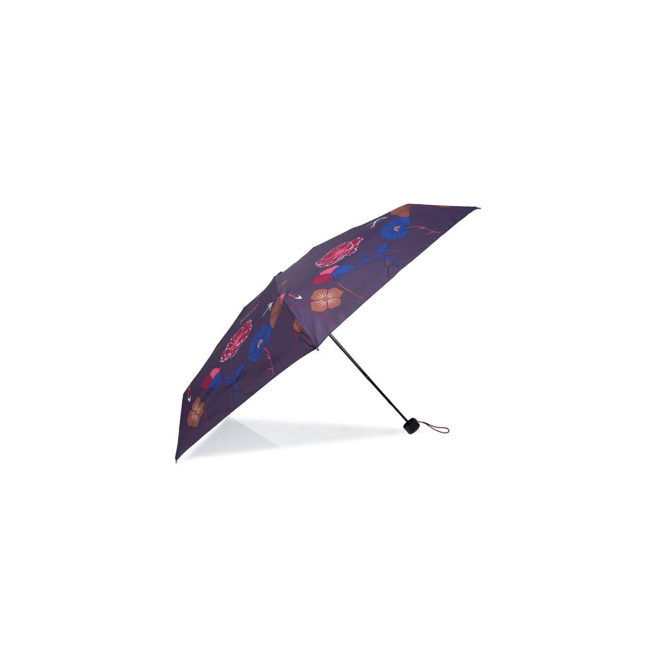 Isotoner Compact Mini Slim Manual Blue Flower Stripe Umbrella