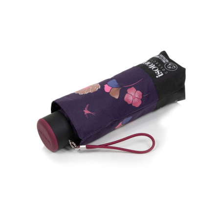 Isotoner Compact Mini Slim Manual Blue Flower Stripe Umbrella