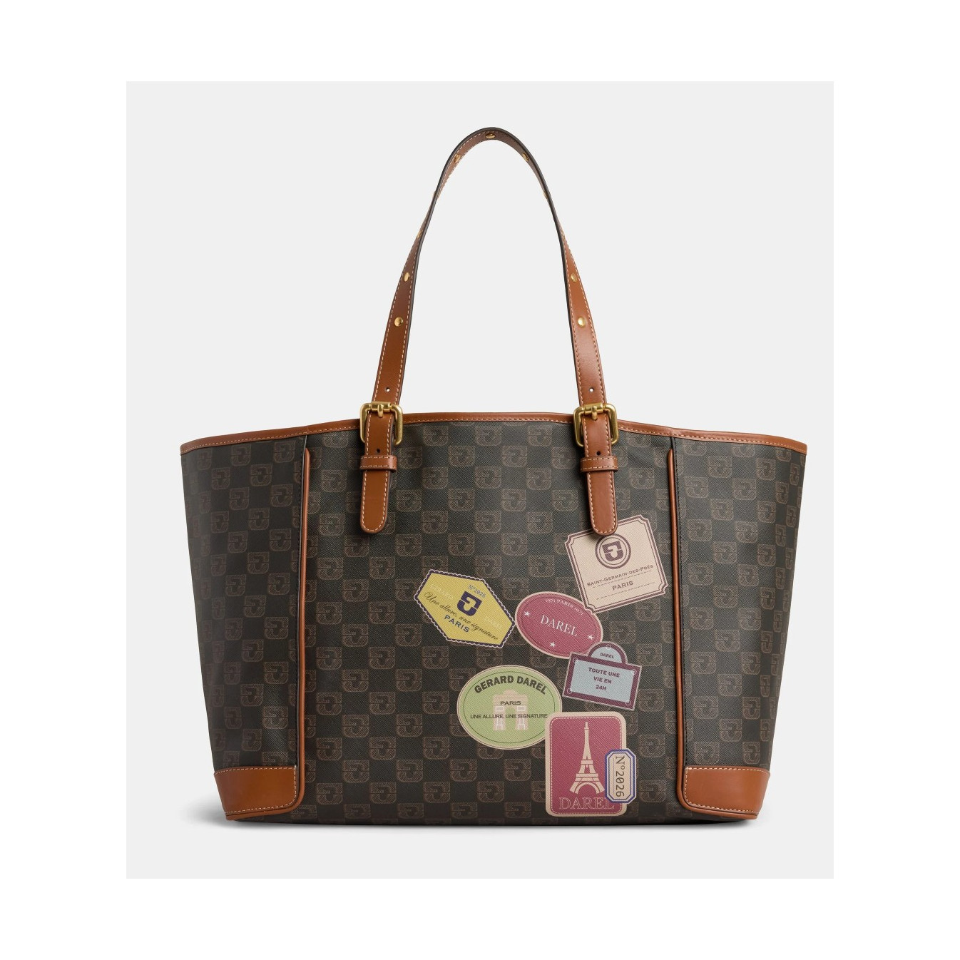 Gérard Darel The Simple Shopping in Coated Canvas and Printed Patches