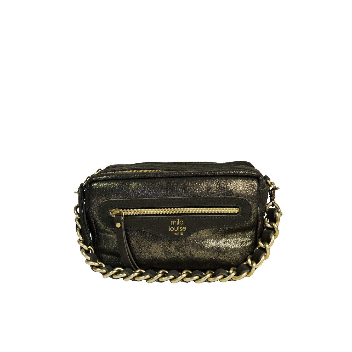 Mila Louise Masa GR Crossbody Grainy & Shiny Dark Khaki