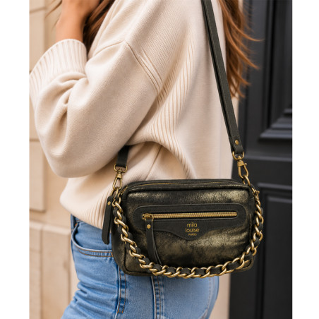 Mila Louise Masa GR Crossbody Grainy & Shiny Dark Khaki