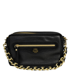 Mila Louise Masa GR Sac Porté Travers Grainé & Brillant Noir