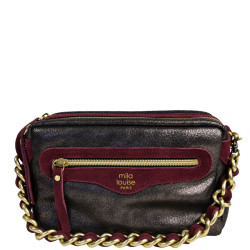 Mila Louise Masa GR Sac Porté Travers Grainé & Brillant Rouge Dark