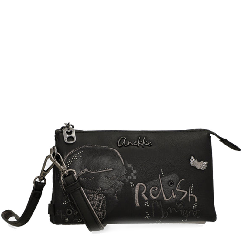 Anekke Iron Crossbody Pouch Bag Black