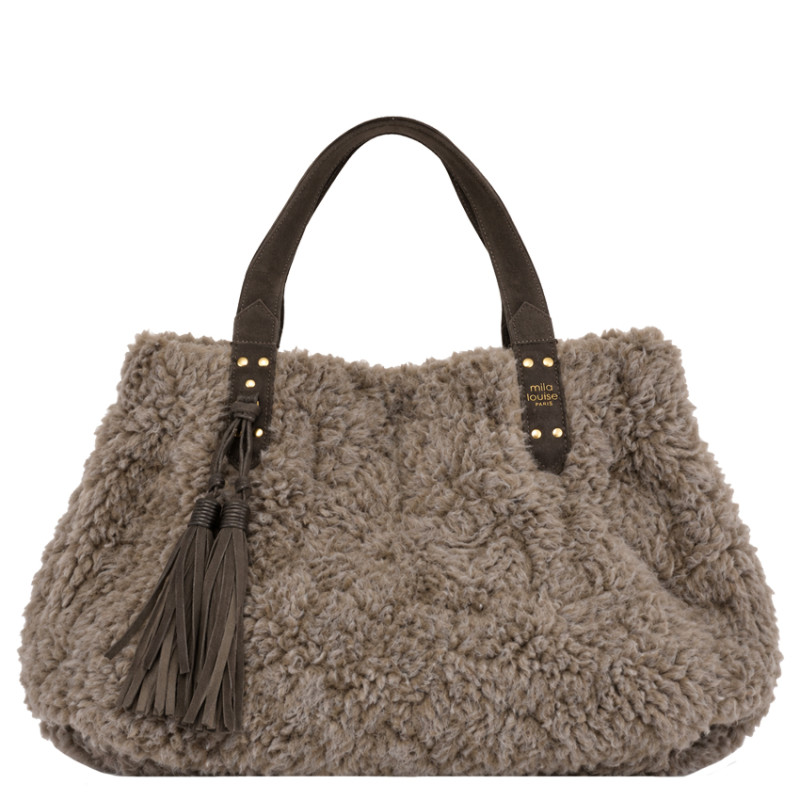 Mila Louise Nicole FR Shopping Bag Faux Fur Grey
