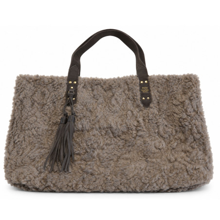 Mila Louise Nicole FR Shopping Bag Faux Fur Grey