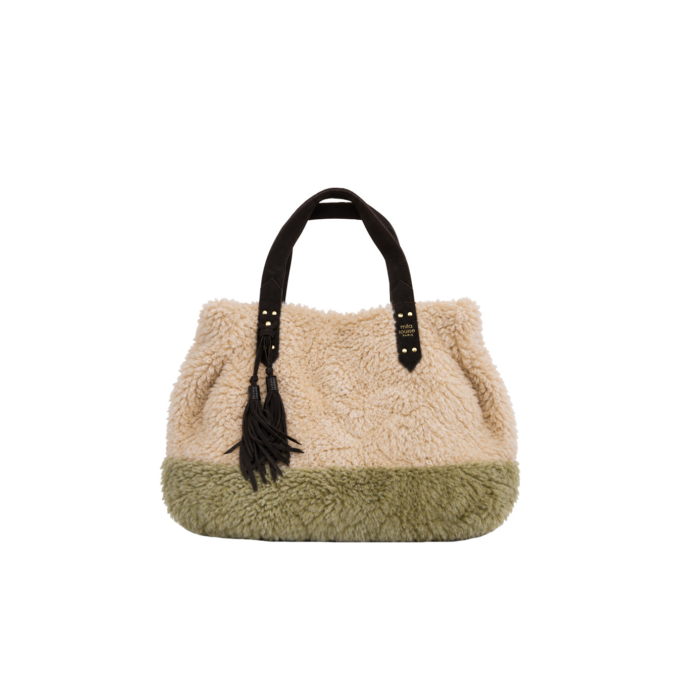 Mila Louise Nicole FR Sac Shopping Fausse Fourrure Kaki Dark