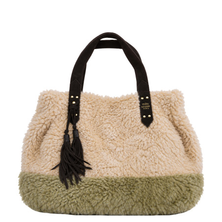 Mila Louise Nicole FR Sac Shopping Fausse Fourrure Kaki Dark