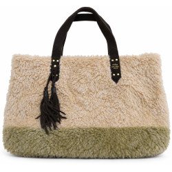 Mila Louise Nicole FR Shopping Bag Faux Fur Kaki Dark